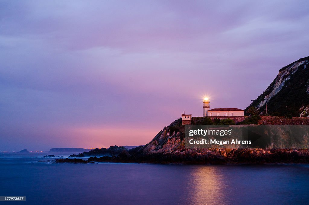 Cudillero Lighthouse Lights Up Night