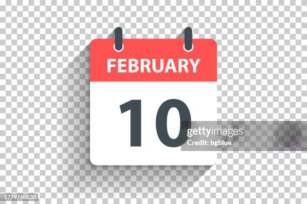 february 10 - daily calendar icon in flat design style on blank background - february stock illustrations