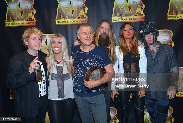 Musician/songwriter Jon Anderson, guitarist Laura Wilde, drummer Carl Palmer, guitarist Zakk Wylde, model Nathalia Henao and guitarist Dj Ashba...