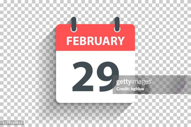 bildbanksillustrationer, clip art samt tecknat material och ikoner med february 29 - daily calendar icon in flat design style on blank background - february