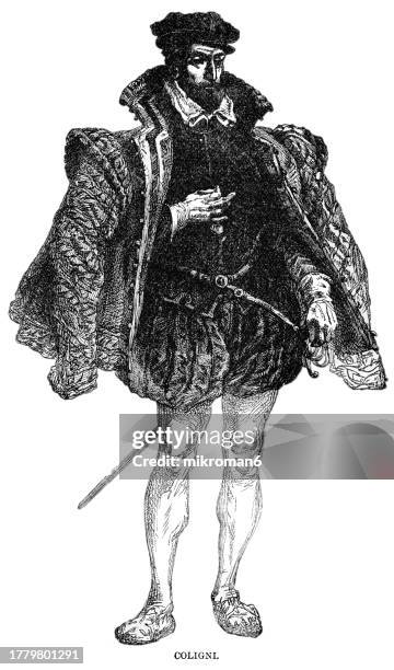 portrait of gaspard de coligny, seigneur de châtillon (16 february 1519 – 24 august 1572) a french nobleman, admiral of france, and huguenot leader during the french wars of religion - admiral stock pictures, royalty-free photos & images