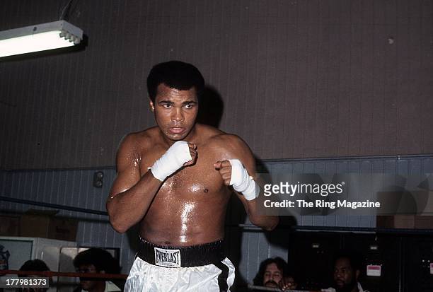 Muhammad Ali trains at Gleasons Gym for his third fight against Ken Norton, in New York.