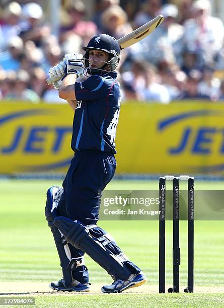 Brendan Nash of Kent guides the ball to third man during the Yorkshire Bank 40 match between Kent Spitfires and Nottinghamshire Outlaws at The...