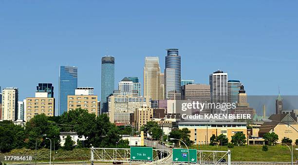 Photo taken August 17, 2013 shows the skyline of Minneapolis, Minnesota. AFP PHOTO / Karen BLEIER