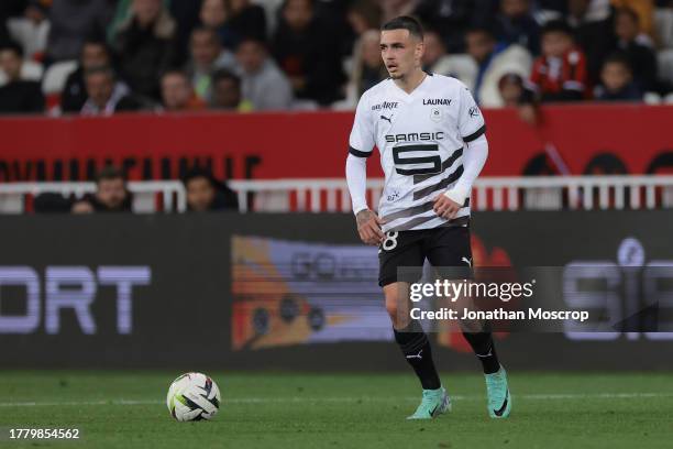 Enzo Le Fee of Stade Rennais FC during the Ligue 1 Uber Eats match between OGC Nice and Stade Rennais FC at Allianz Riviera on November 05, 2023 in...