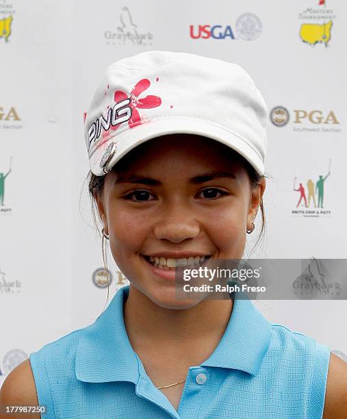 Girl's 12-13 Division Overall First place winner Ashley Menne during a regional round of the Drive, Chip & Putt Championships on August 25, 2013 in...