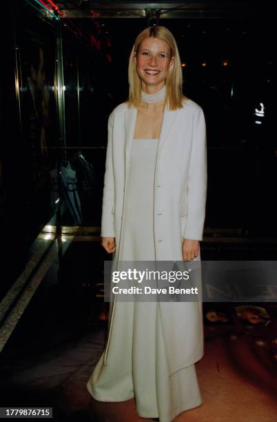 American actress Gwyneth Paltrow attends the premiere for John Madden's 'Shakespeare in Love' at The Empire, Leicester Square, London, 19th January...