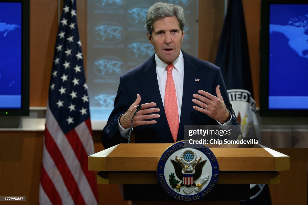 John Kerry Makes Statement To Press On Situation In Syria