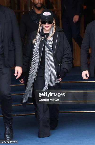 Madonna is seen leaving her hotel on November 13, 2023 in Paris, France.