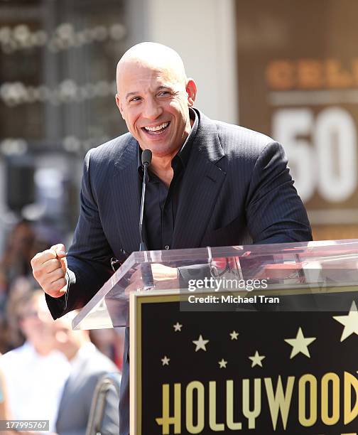 Vin Diesel attends the ceremony honoring him with a Star on The Hollywood Walk of Fame held on August 26, 2013 in Hollywood, California.