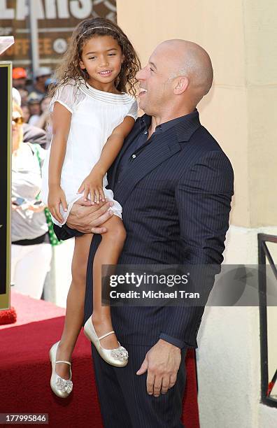 Vin Diesel and daughter, Hania Riley attend the ceremony honoring him with a Star on The Hollywood Walk of Fame held on August 26, 2013 in Hollywood,...