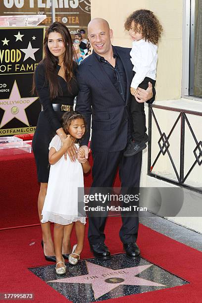 Vin Diesel with his wife, Paloma Jimenez and children attend the ceremony honoring him with a Star on The Hollywood Walk of Fame held on August 26,...