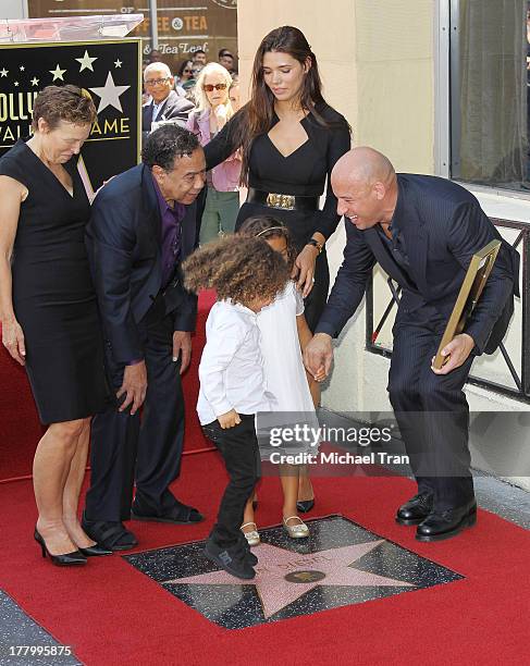 Vin Diesel with his wife, Paloma Jimenez and children attend the ceremony honoring him with a Star on The Hollywood Walk of Fame held on August 26,...