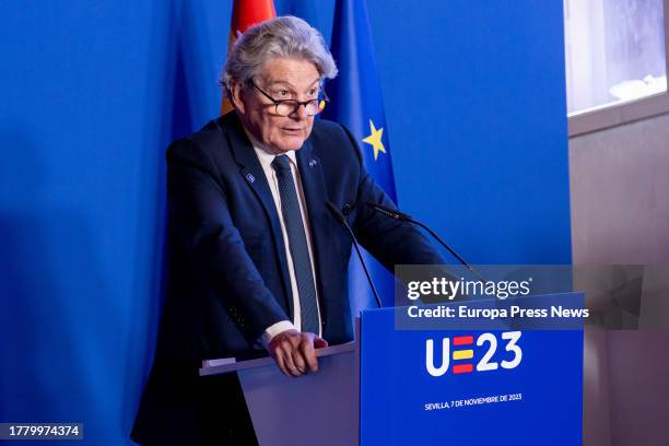 The European commissioner for the international market, Thierry Breton, during the press conference, November 7 in Seville, . Acting Minister of...
