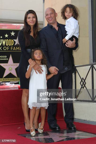 Vin Diesel with his wife, Paloma Jimenez and children attend the ceremony honoring him with a star on The Hollywood Walk of Fame held on August 26,...