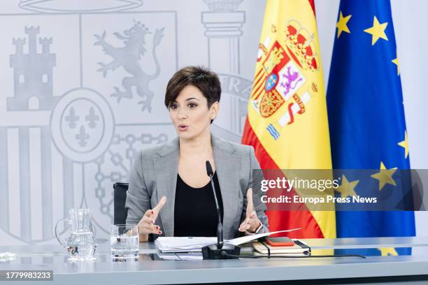 The Minister of Territorial Policy and Spokesperson of the Acting Government, Isabel Rodriguez, during a press conference following the meeting of...