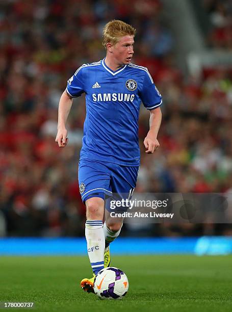 Kevin De Bruyne of Chelsea in action during the Barclays Premier League match between Manchester United and Chelsea at Old Trafford on August 26,...