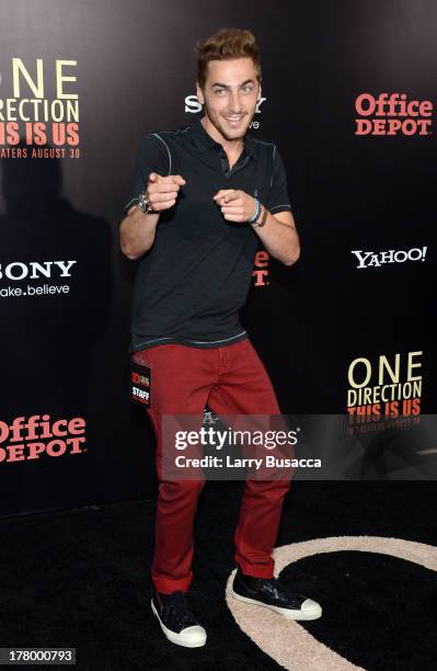 Actor Kendall Schmidt attends the New York premiere of "One Direction: This Is Us" at the Ziegfeld Theater on August 26, 2013 in New York City.