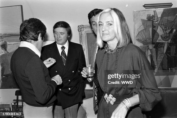 Mike Douglas and Marylou Connors attend a party in the Brentwood neighborhood of Los Angeles, California, on January 17, 1978.