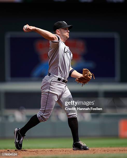 Jeff Keppinger of the Chicago White Sox makes a play at third base during the game against the Minnesota Twins on August 18, 2013 at Target Field in...