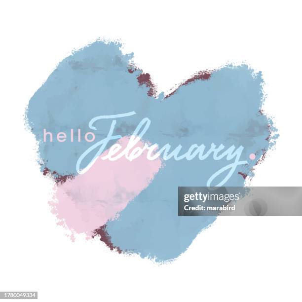 hello february. welcoming poster design for beginning of month. - hello february stock illustrations