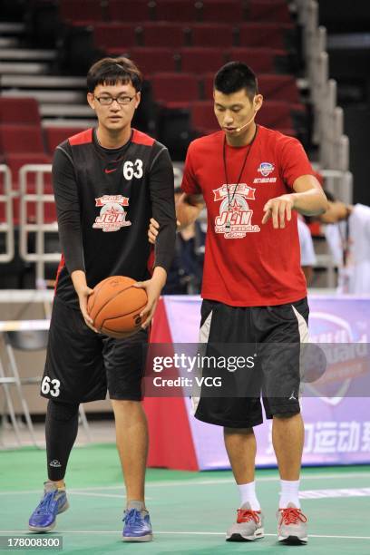 American professional basketball player Jeremy Lin of the Houston Rockets attends a basketball training camp at MasterCard Center on August 26, 2013...