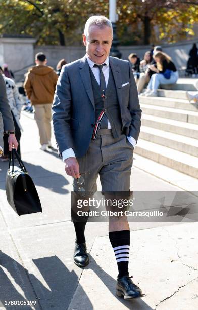 Fashion designer Thom Browne is seen outside the American Museum of Natural History on November 06, 2023 in New York City.