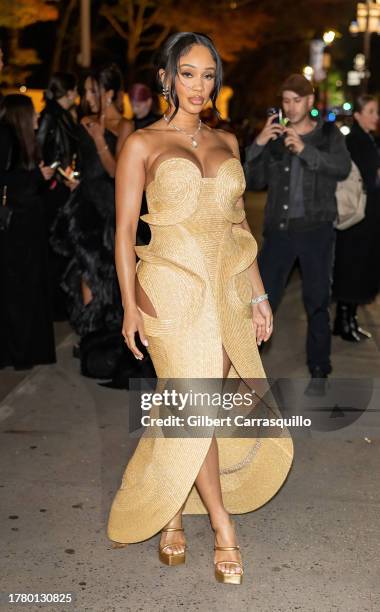 Saweetie is seen arriving to the 2023 CFDA Fashion Awards at American Museum of Natural History on November 06, 2023 in New York City.