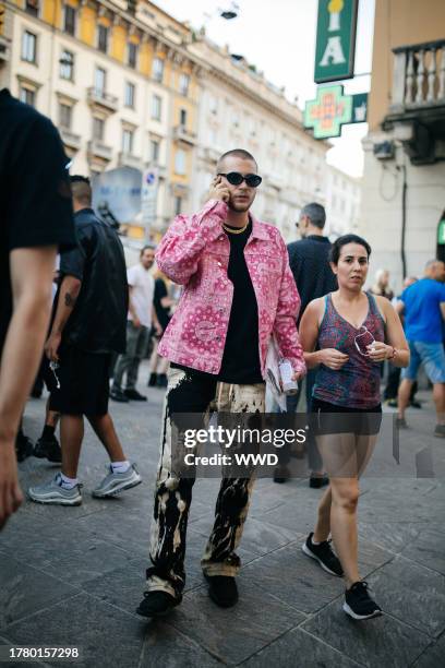 Street Style at Milan Fashion Week Men's Spring 2020, photographed in Milan on June 15 - 17, 2019...