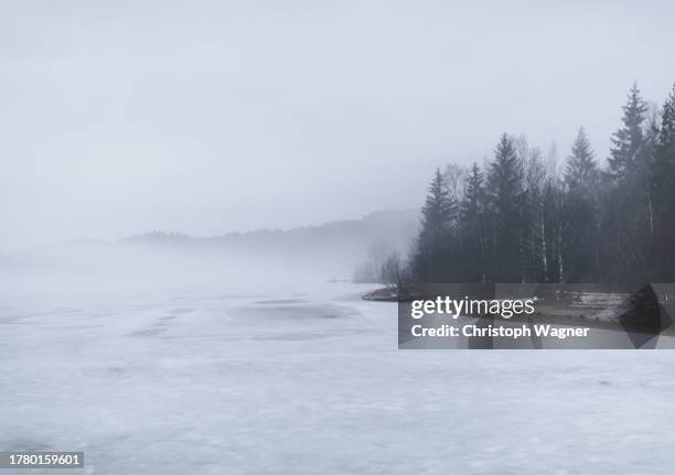 nebel und see - tirol nebel stockfoto's en -beelden