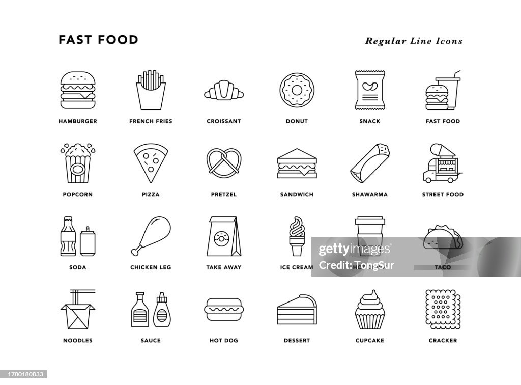 Fast Food - Regular Line Icons