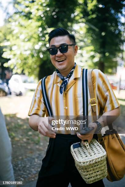 Street Style at Milan Fashion Week Men's Spring 2020, photographed in Milan on June 15 - 17, 2019...