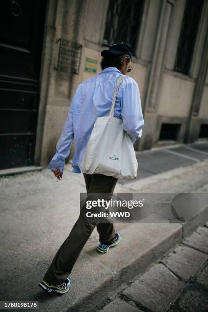 Street Style at Milan Fashion Week Men's Spring 2020, photographed in Milan on June 15 - 17, 2019...