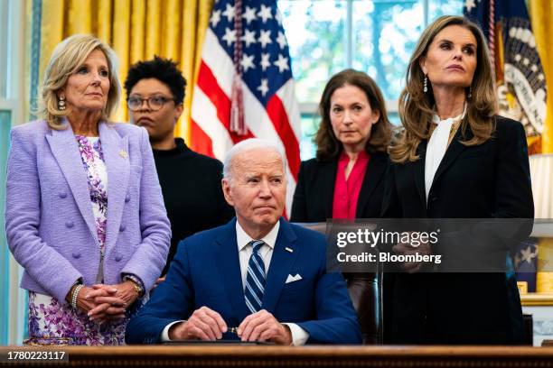 President Joe Biden following signing a Presidential Memorandum establishing the White House Initiative on Women's Health Research in the Oval Office...