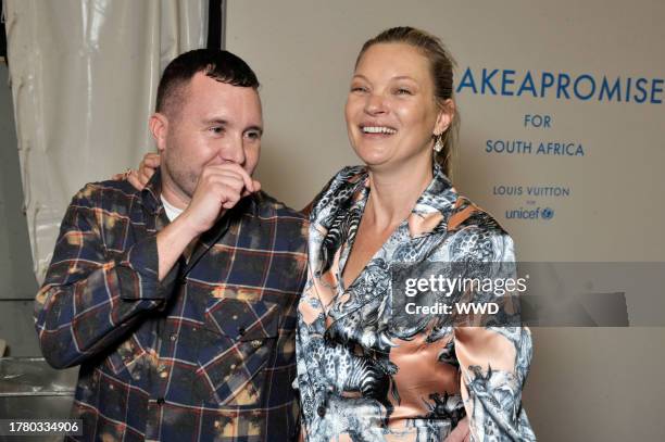 Kim Jones and Kate Moss backstage