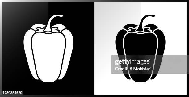 ilustraciones, imágenes clip art, dibujos animados e iconos de stock de pimienta icono. - pimiento dulce