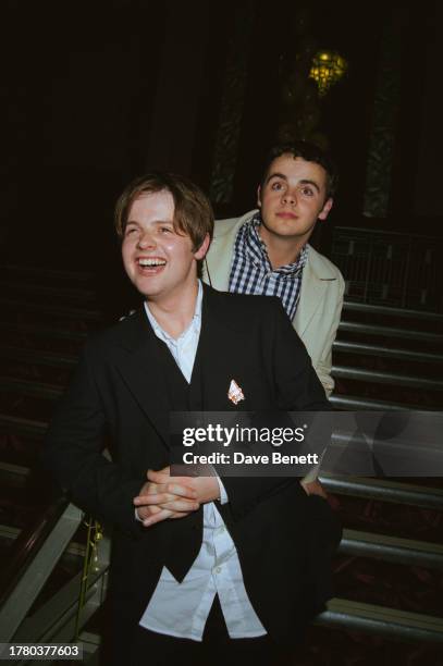 British television presenting duo Ant & Dec attend the opening night of the stage musical 'Summer Holiday' at the Labatt's Apollo, Hammersmith,...