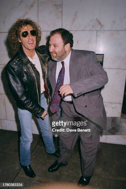 English singer Roger Daltrey and English performing arts promoter Harvey Goldsmith in London, 28th June 1991.