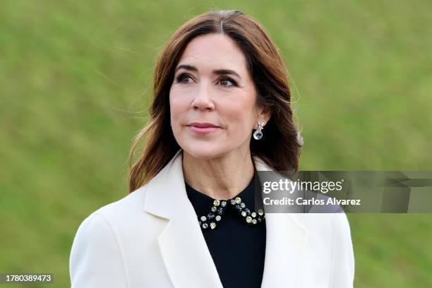 Crown Princess Mary of Denmark attends a wreath laying ceremony at the Citadel onon November 07, 2023 in Copenhagen, Denmark.