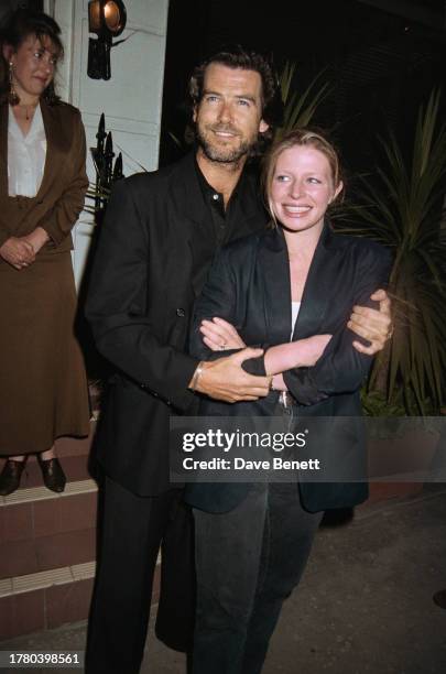 Irish actor Pierce Brosnan and daughter Charlotte leaving the San Lorenzo restaurant in London, 6th June 1994.