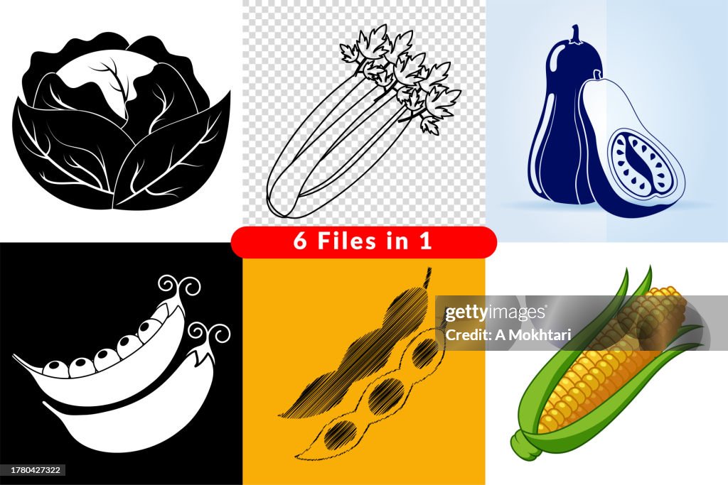Vegetables illustration set.