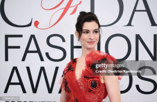 Anne Hathaway attends the 2023 CFDA Fashion Awards at American Museum of Natural History on November 06, 2023 in New York City.