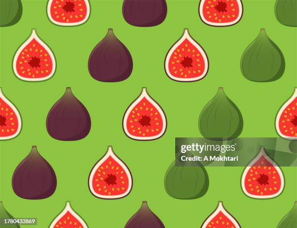 fig seamless pattern texture. - fig tree stock illustrations
