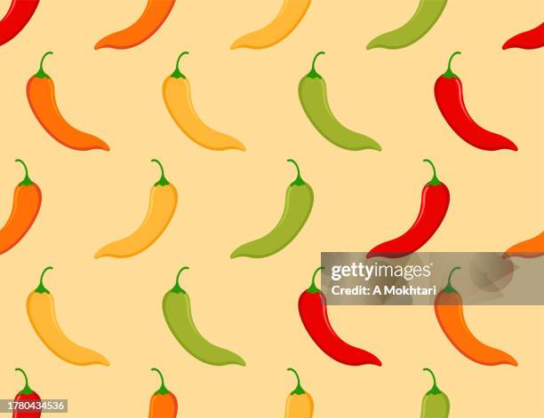 chili pepper seamless pattern texture. - chilli pepper stock illustrations