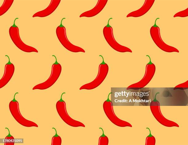 chili pepper seamless pattern texture. - pimento stock illustrations