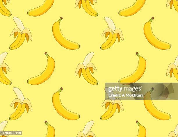 illustrazioni stock, clip art, cartoni animati e icone di tendenza di trama con motivo a banana senza soluzione di continuità. - banana