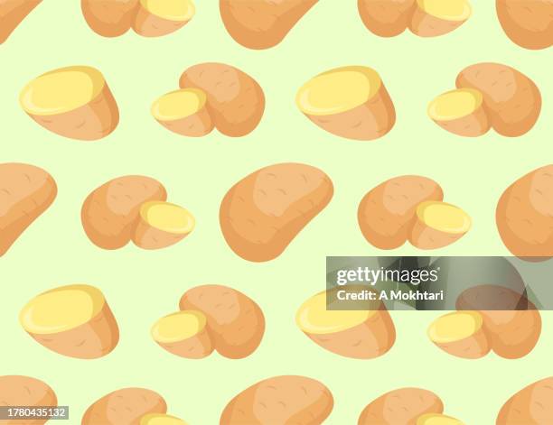 stockillustraties, clipart, cartoons en iconen met seamless pattern texture of potato. - gekookte aardappel