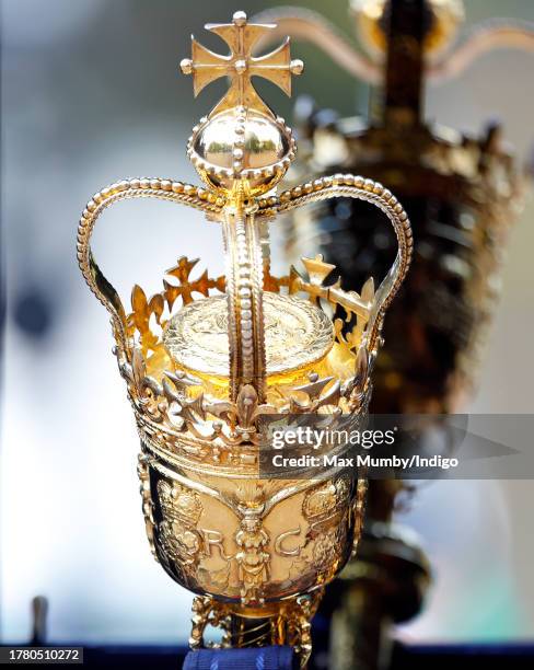 Two Ceremonial Maces are transported down The Mall, from the Houses of Parliament to Buckingham Palace, in a horse drawn carriage following The State...