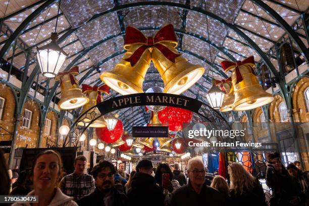 General view during the official 2023 Covent Garden Christmas lights launch on November 07, 2023 in London, England.