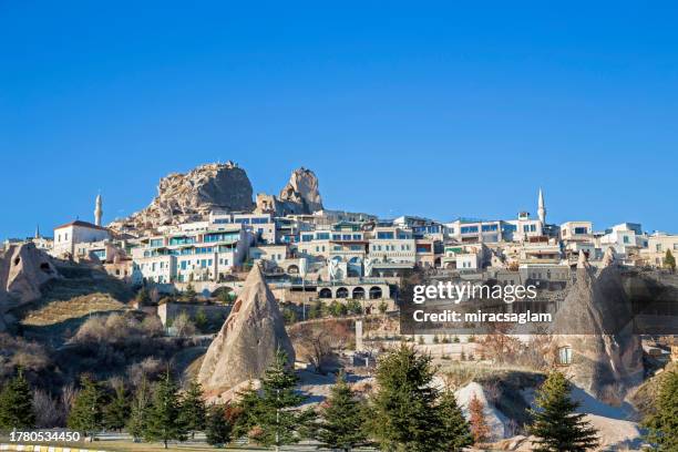 uchisar in cappodocia, goreme. - göreme stock pictures, royalty-free photos & images